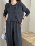 Women's Machine Washable Wool Knit Suit - Three-Piece Set Cardigan, Vest, and Pants