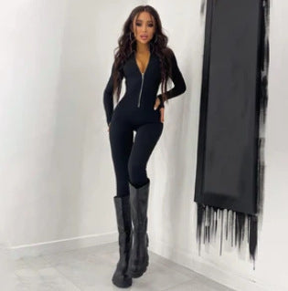 Design High Neck Long Sleeve Jumpsuit