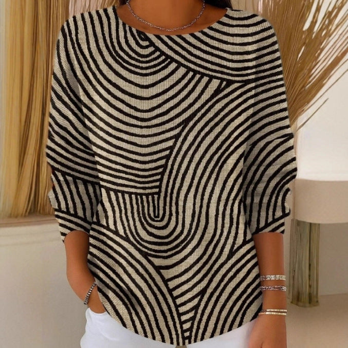 Women's Loose Fit Printed Long Sleeve T-Shirt