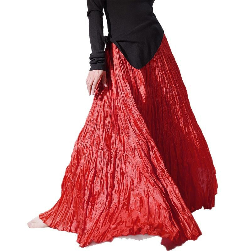 Textured Pleated Long Skirt for Women