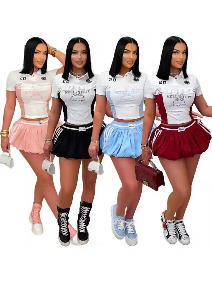 Lace Trim T-Shirt and Mini Skirt