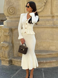 French Style Knitted Cardigan and Skirt Set