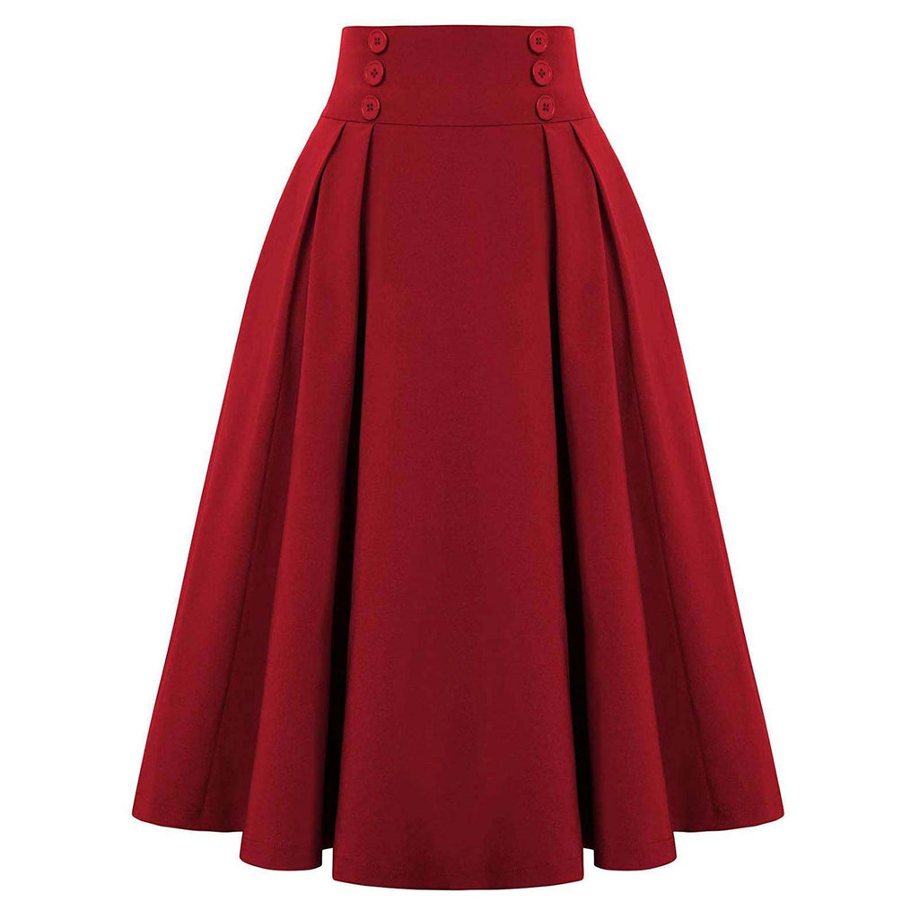 Retro high-waisted pleated long dress