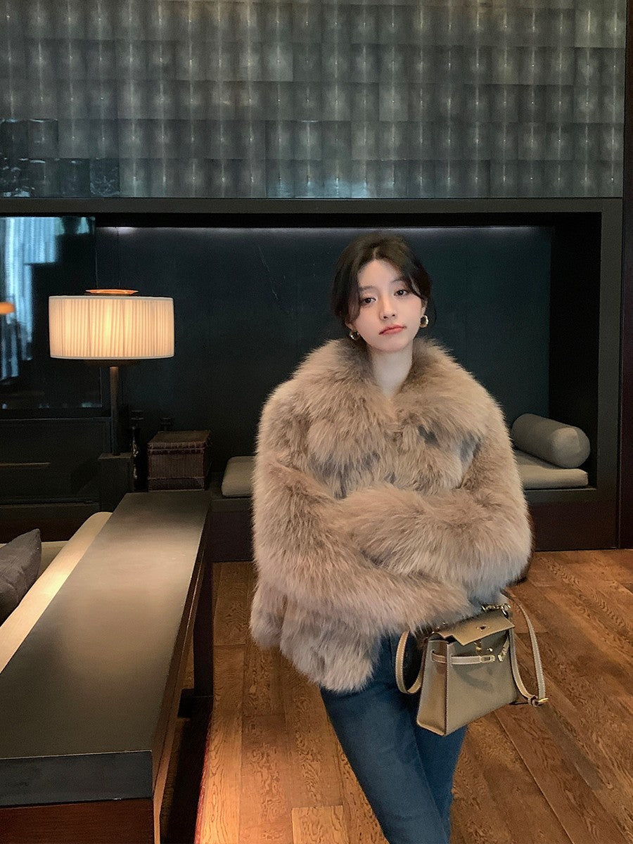 Women's Faux Fur Lapel Coat