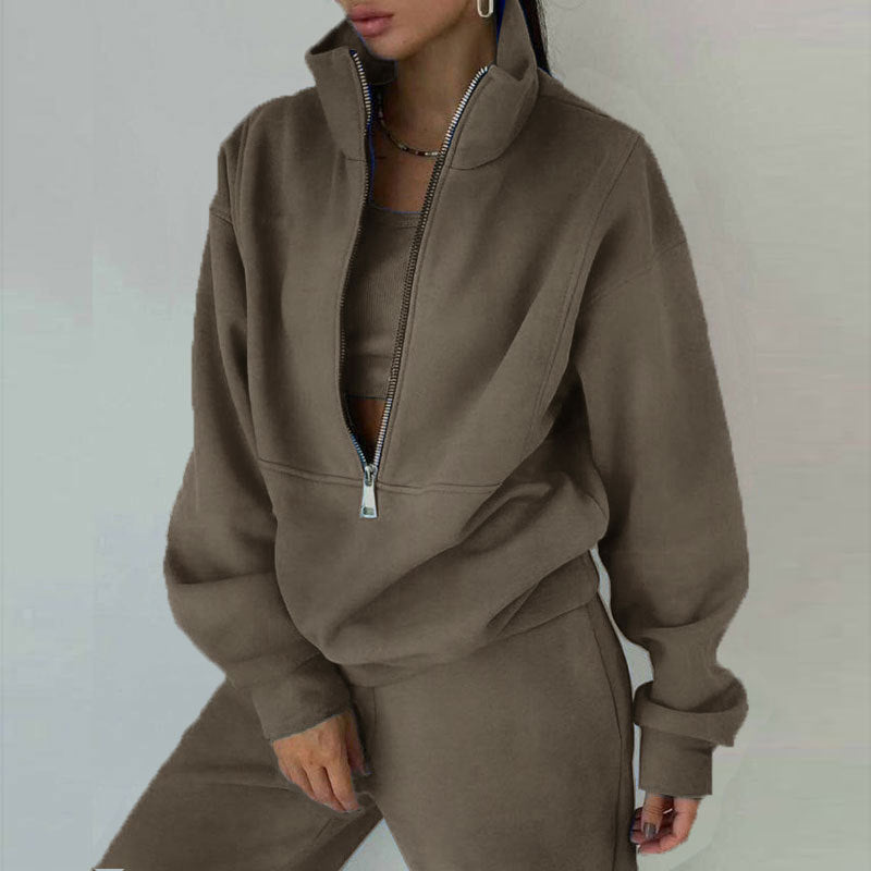 Casual Fashion Suit for Women - Two-Piece Set Sweatshirt and Trousers