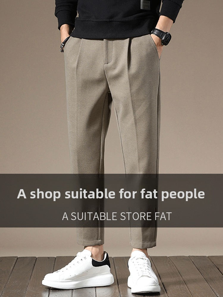 Men's Straight Leg Wool Casual Trousers