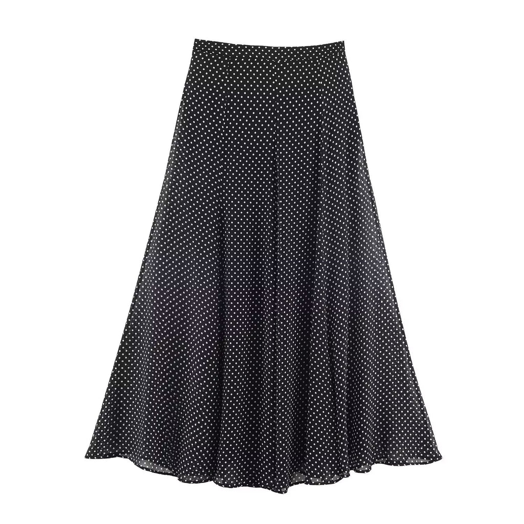 Butterfly Bow Blouse and Polka Dot Maxi Skirt Set