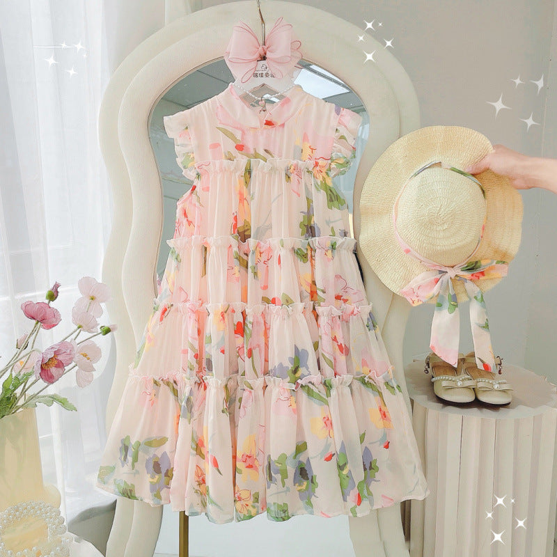 Girls' Summer Floral Princess Dress