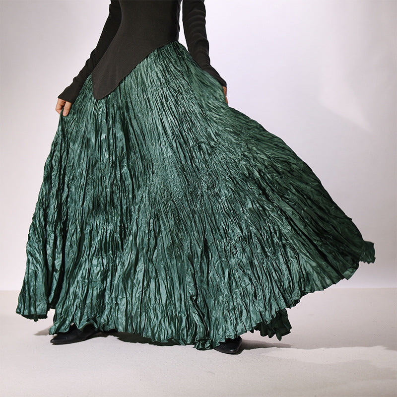 Textured Pleated Long Skirt for Women