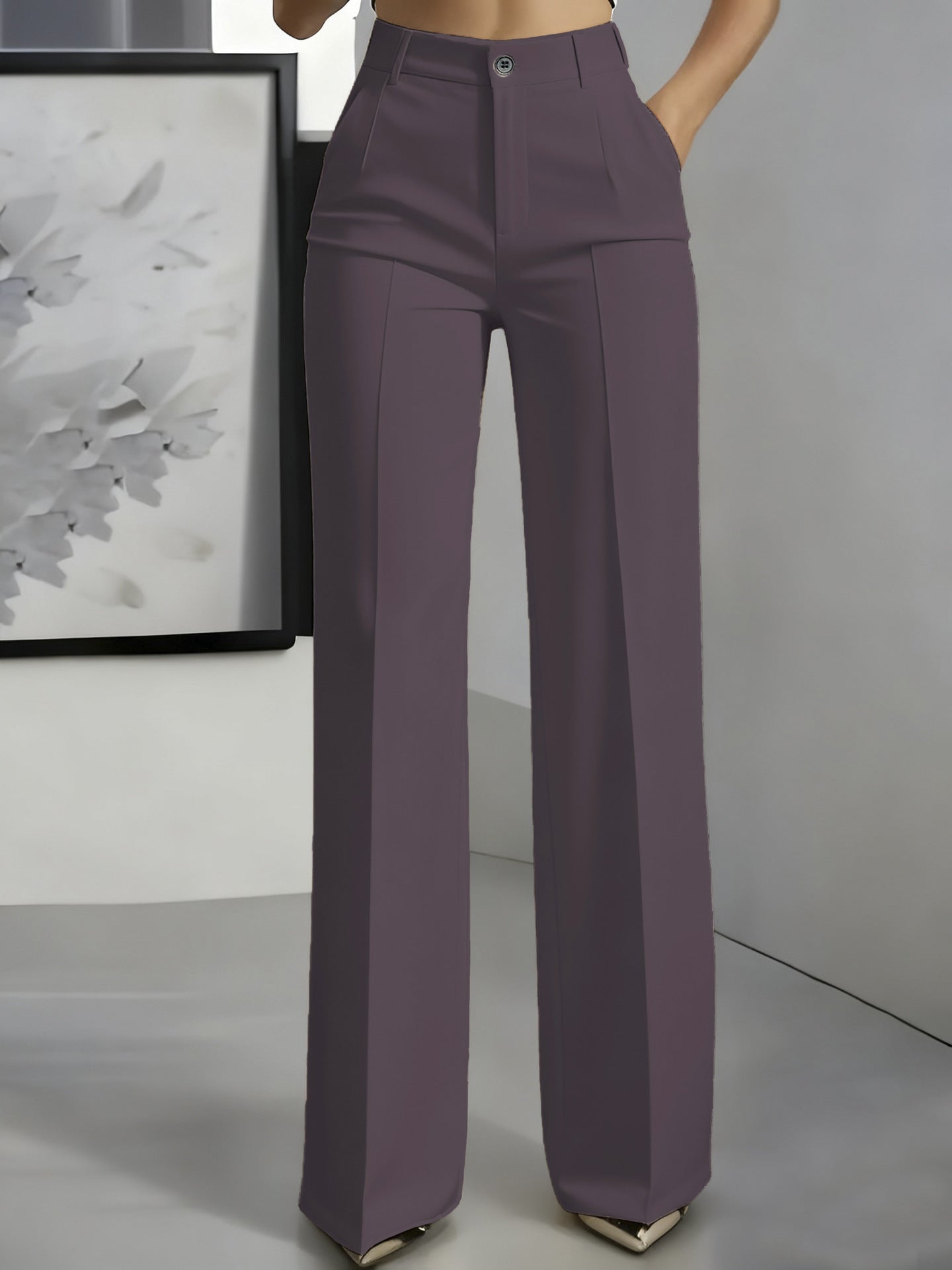 Women's High Waisted Straight Leg Suit Pants