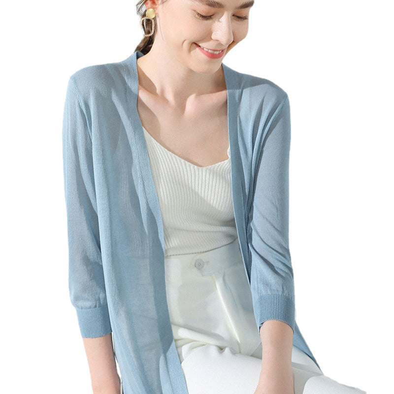 Women's Linen Ice Silk Knitted Cardigan