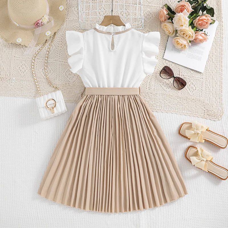 Petal Sleeves Pleated  Skirt