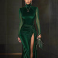 Long Sleeve Knit Dress with Mesh Detail