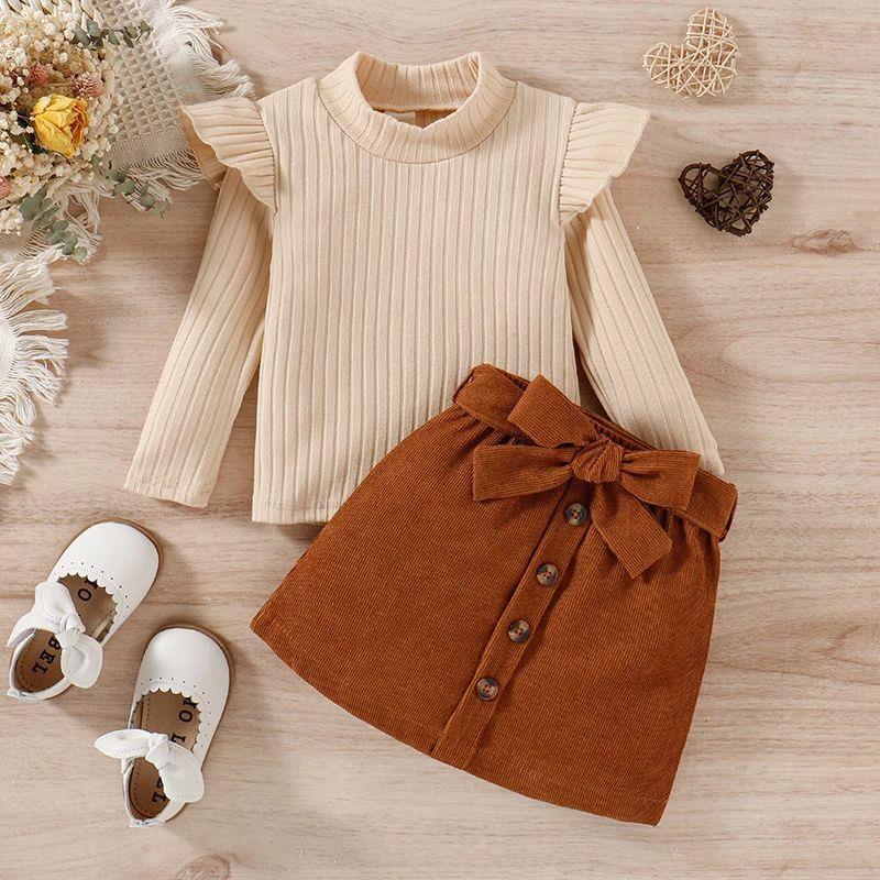 Two-piece set top and skirt
