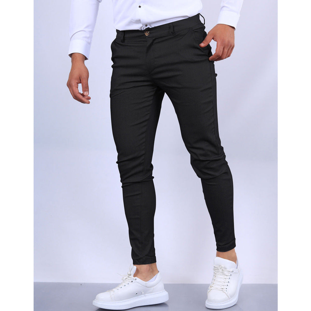 Men's Solid Color Texture Casual Trousers