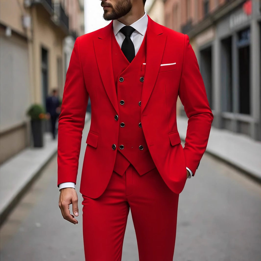 Men's Formal Suit Three-Piece Set