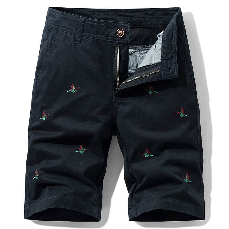 Men's Cotton Embroidered Casual Shorts