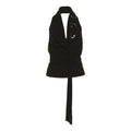 Black neckless sleeveless top