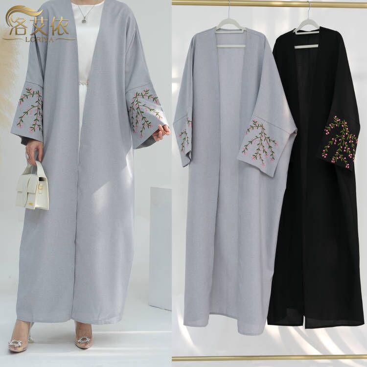 Embroidered cardigan robe
