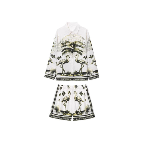 Fashion Women's Printed Shirt and Casual Shorts Set