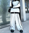 Men's Black and White Color-Block Sports Suit - Two-piece set