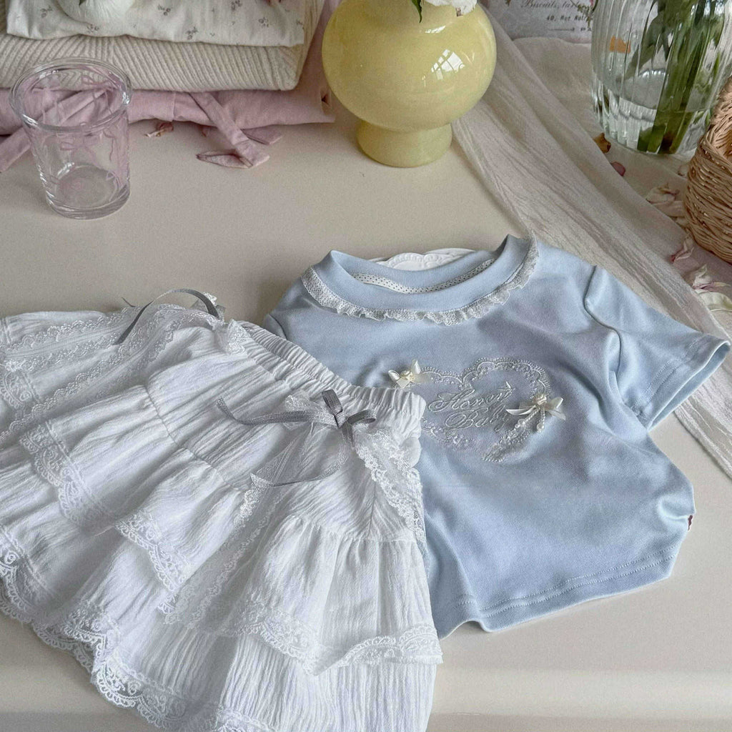 Girls' Lace Bow Two-Piece Set