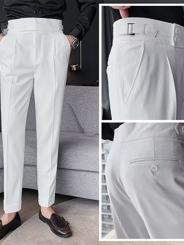 Men's High Waist Straight Leg Trousers