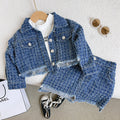 Girls' Denim Mini Skirt Two-Piece Set