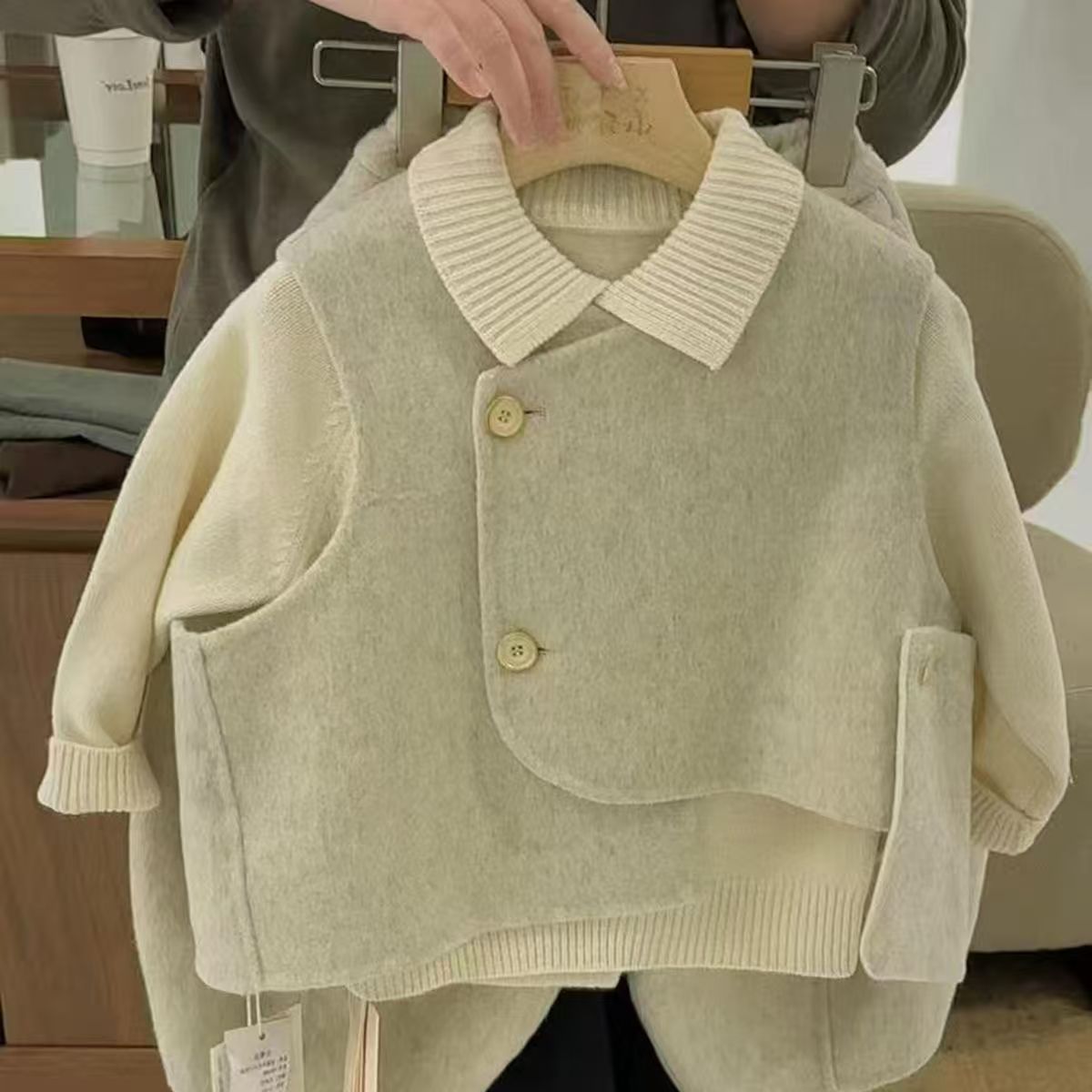 Kids' Wool Blend Vest and Pants Set