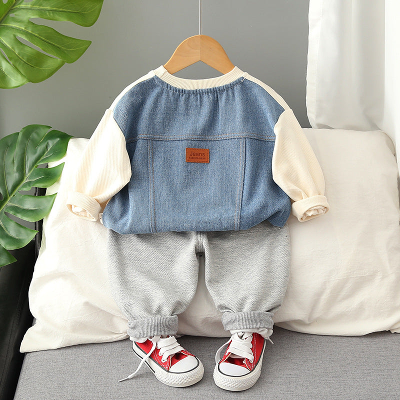 Children's Cotton Two-Piece Set with Cartoon Design