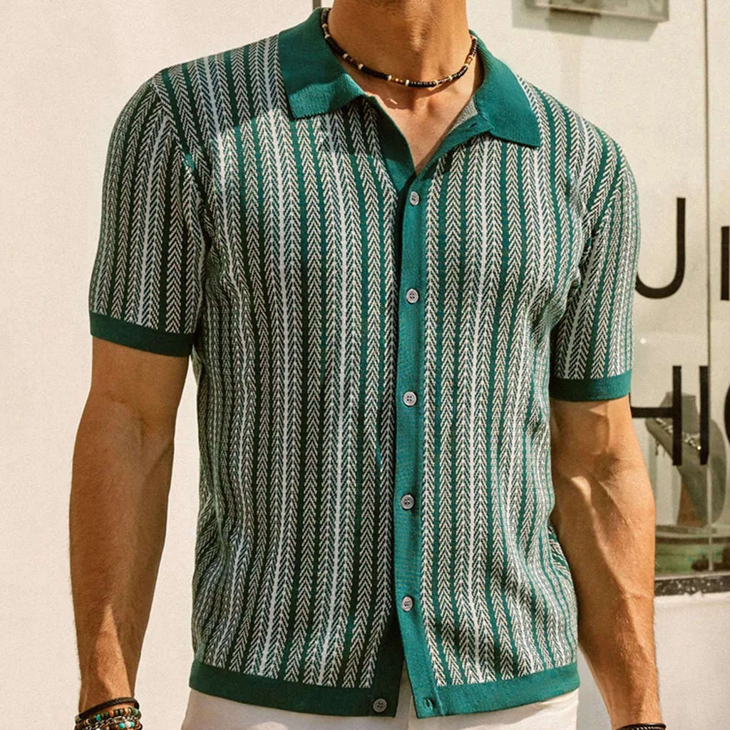 Men's Striped Jacquard Polo Shirt