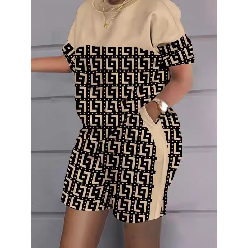 Short-Sleeved Printed Commuter Suit