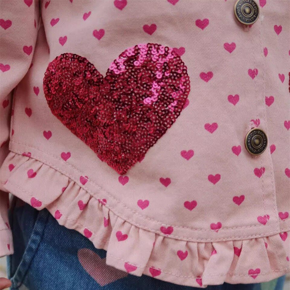 Children's Heart Print Denim Outfit