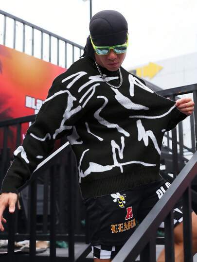 Men's loose round-neck knitted sweater