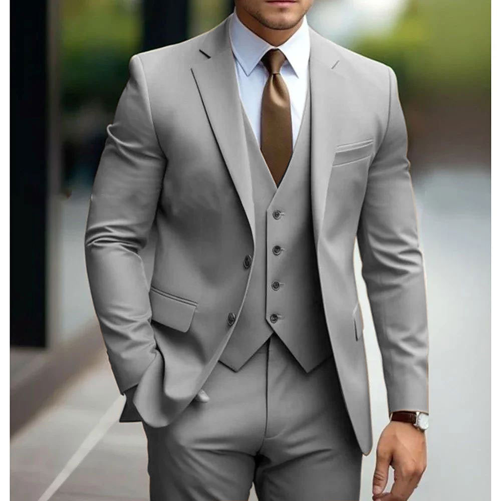 Men's Slim Fit Three-Piece Suit for Wedding and Business