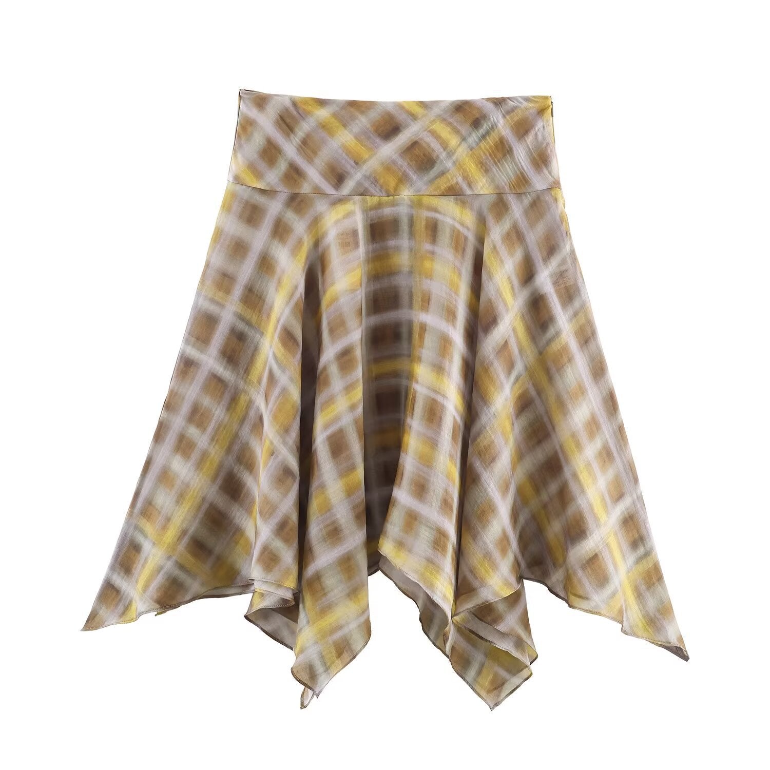 Plaid Cape Top and Midi Skirt Set