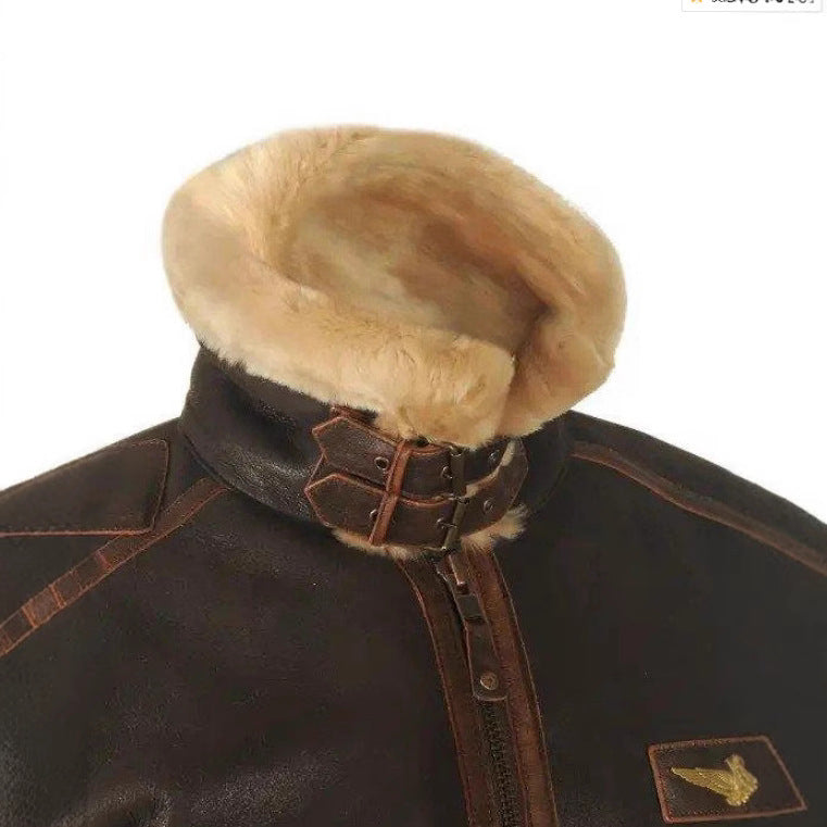 Turn-Down Collar Zippered Jacket - leather jacket