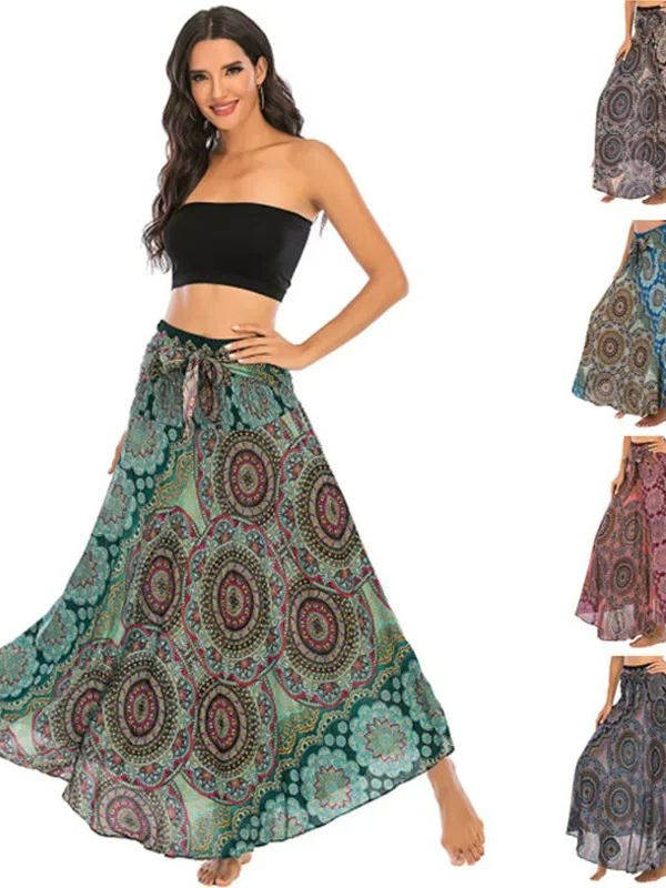 Bohemian Pleated Flared Dress - Two-way wear style