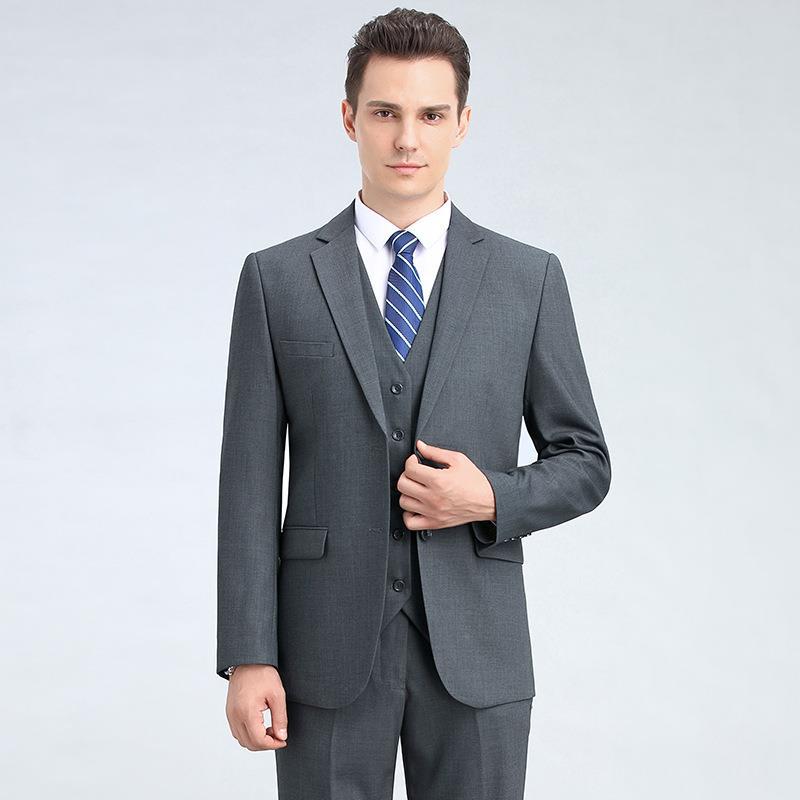 Men's Wool Business Suit Three-Piece Set