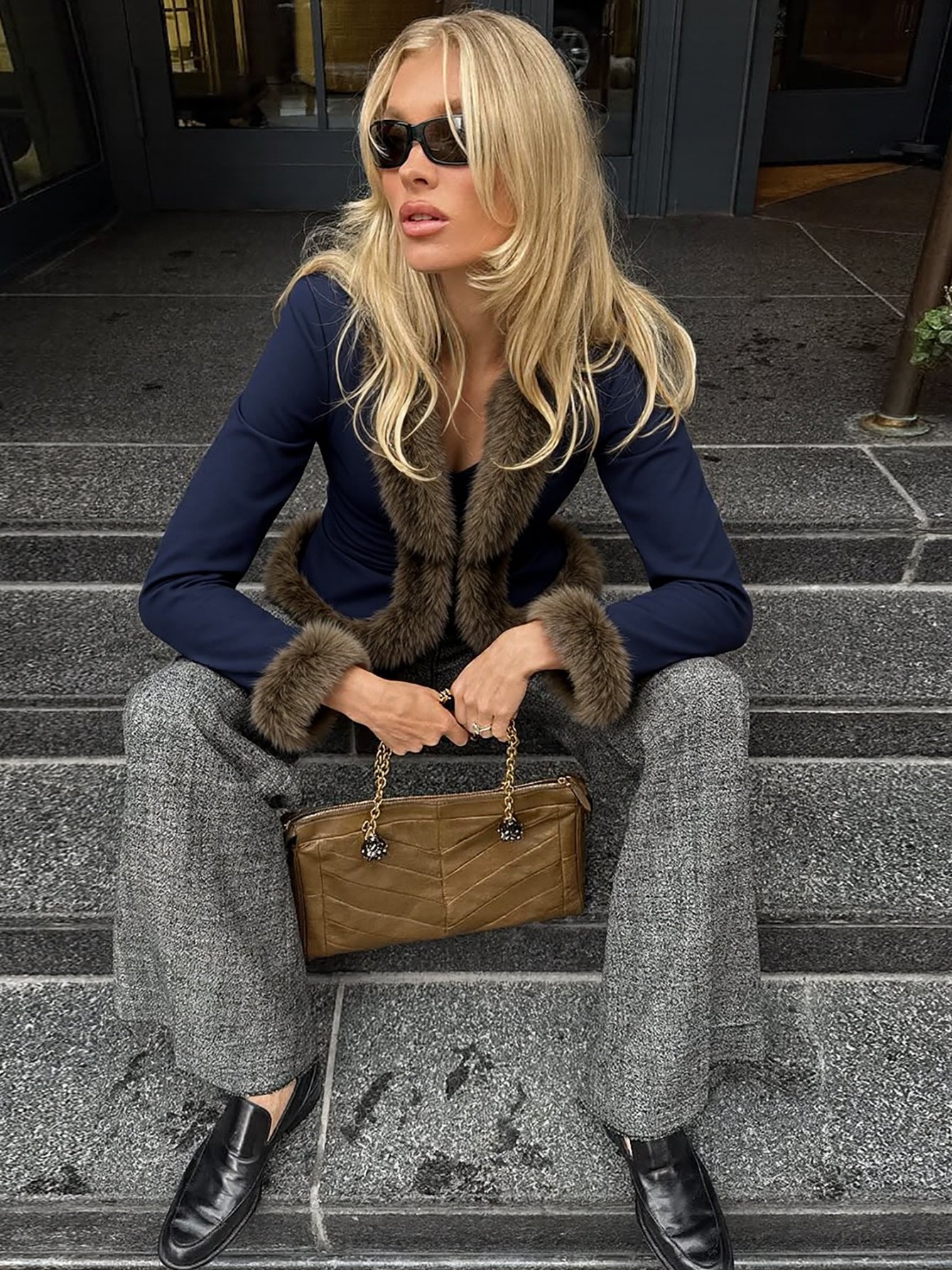 Slim Fit Plush Detail Street Style Jacket