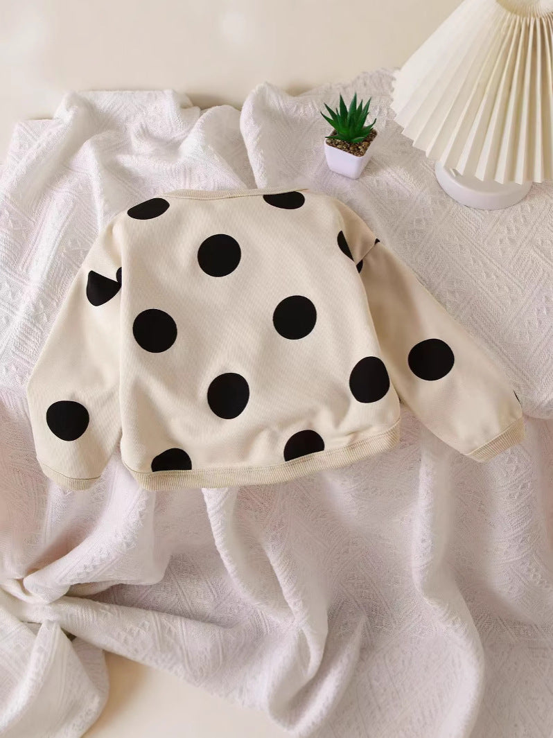 Retro-style fashionable children's round neck pullover top