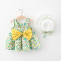 Girls' Summer Sleeveless Bow Dress with Hat