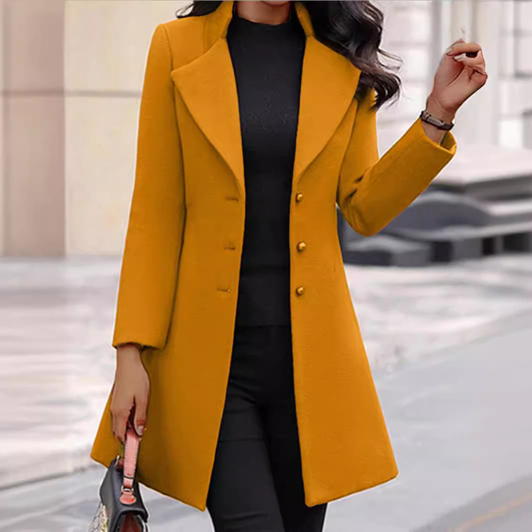Women's Slim Fit Mid-Length Wool Coat