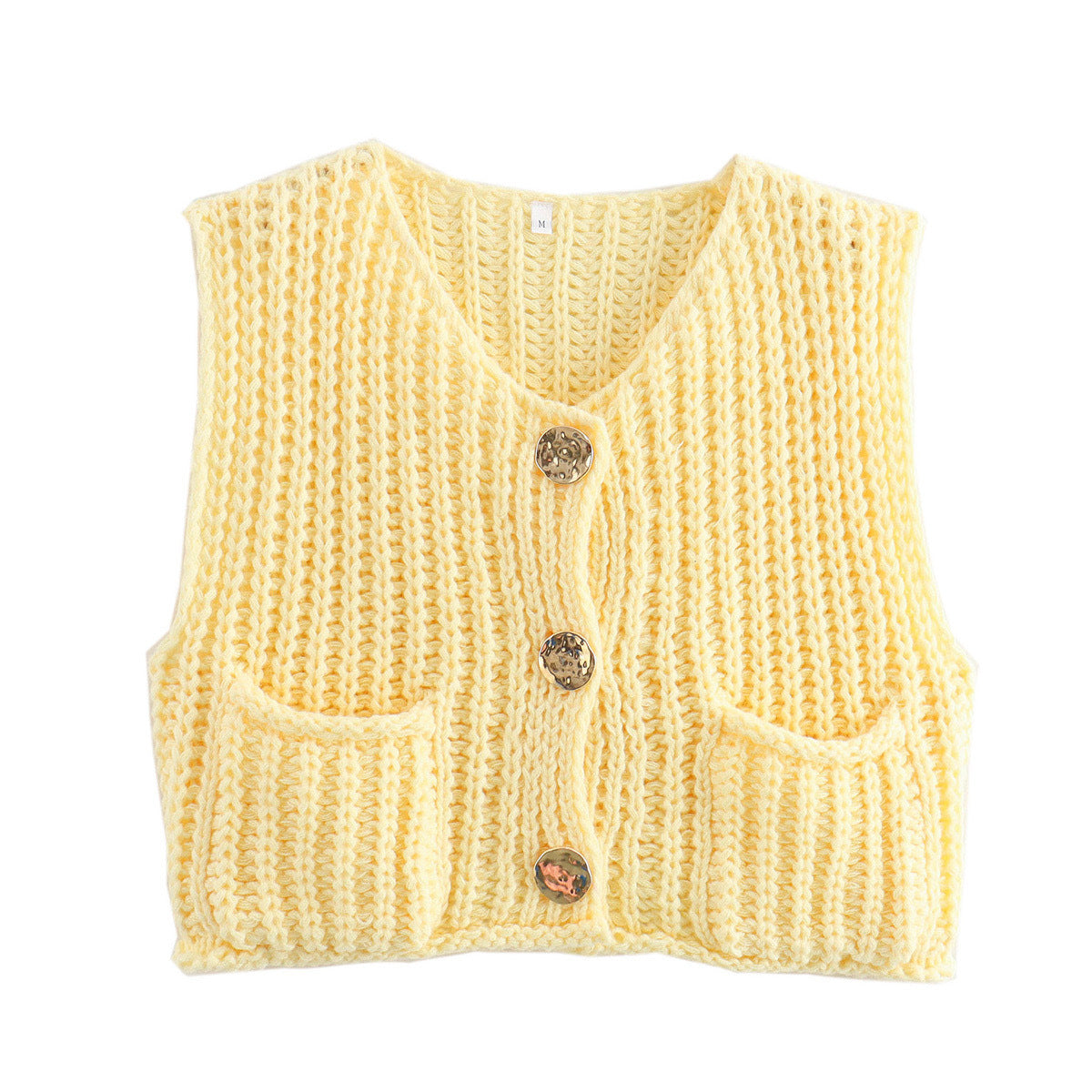 Short sleeve knitted cardigan without sleeves