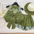 Girls' Floral Backless Top and Shorts Set