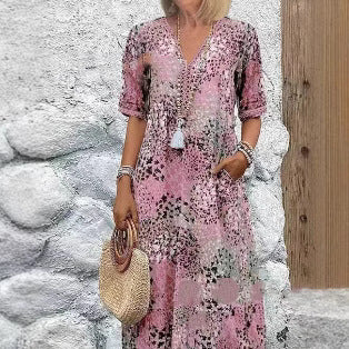 Small floral long-sleeved shirt with lace trim dress