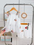 Girls' Embroidered Suspender and Shorts Set
