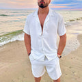 Men's solid-color short-sleeved short pants set