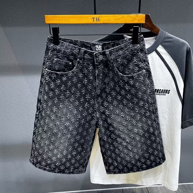 Men's Retro Distressed Denim Shorts