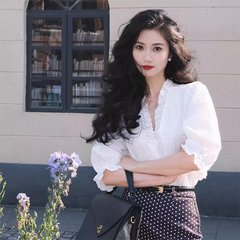V-neck blouse for women